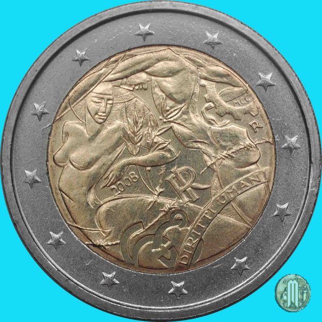 immagine-di-una-moneta-da-2-euro-2008-60-anniversario-dei-diritti