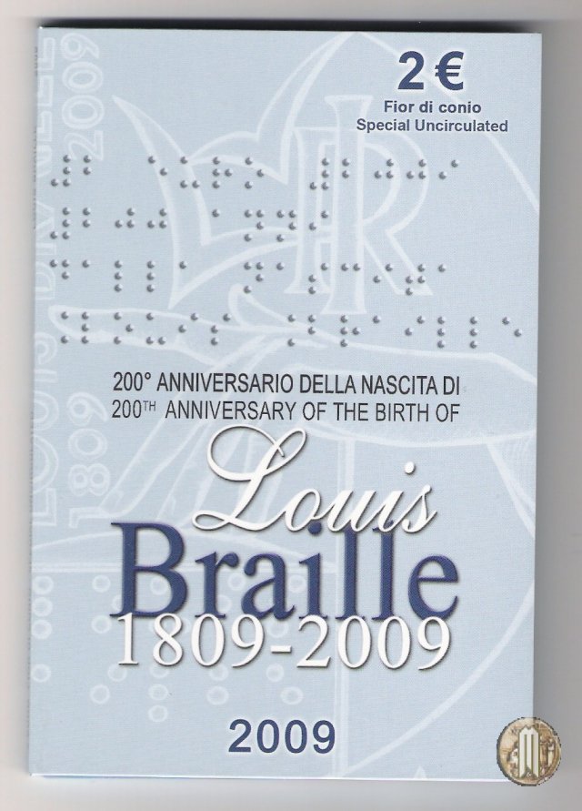 2 Euro 2009 200° Anniversario della Nascita di Louis Braille 2009 (Roma)