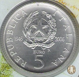 5 Euro 2006 60° Ann. nascita Rep. Italiana 2006 (Roma)