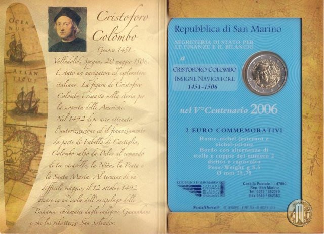 2 Euro 2006 500° Anniversario della Morte di Cristoforo Colombo 2006 (Roma)