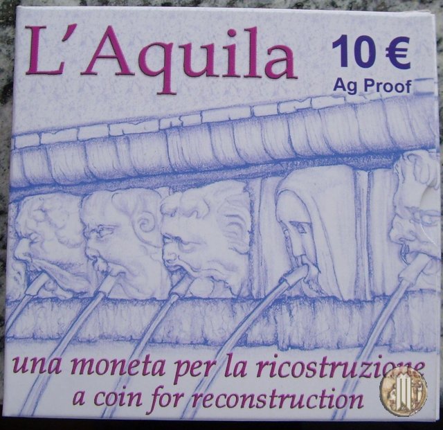 10 Euro 2009 L'Aquila, moneta per ricostruzione 2009 (Roma)