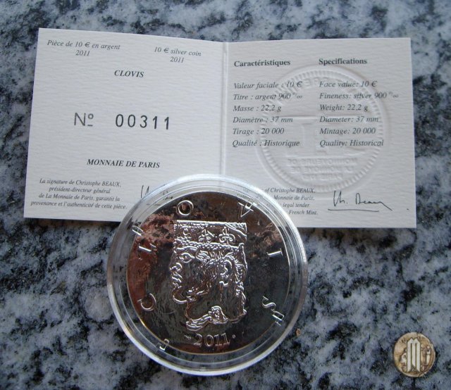 10 Euro 2011 1500 anni di storia francese - Clovis 2011 (Parigi)