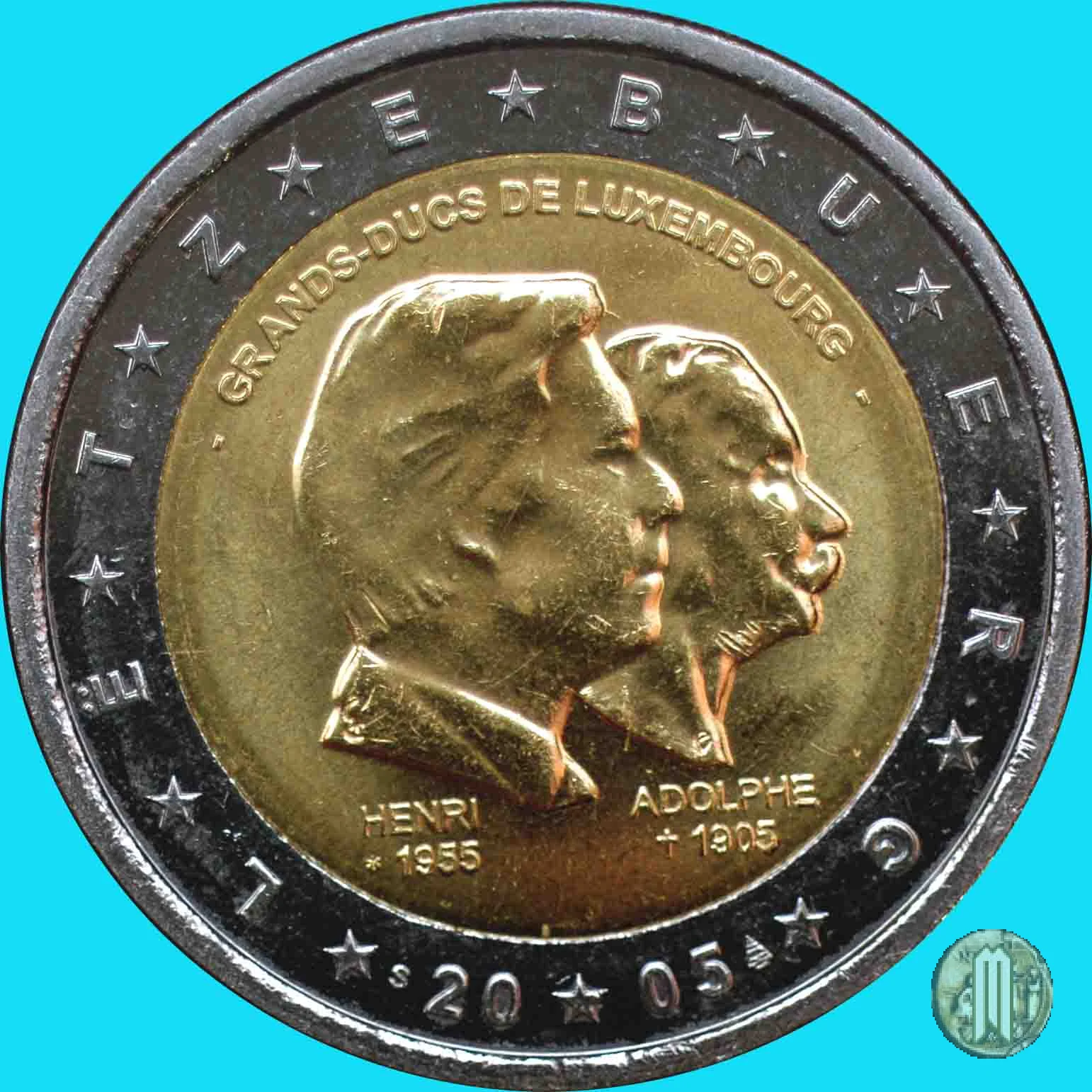 2 Euro 2005 50&deg; Anniversario del Granduca Henri, 5&deg; della Sua Ascesa al Trono e 100&deg; della Morte di Adolphe 2005 (Vantaa)
