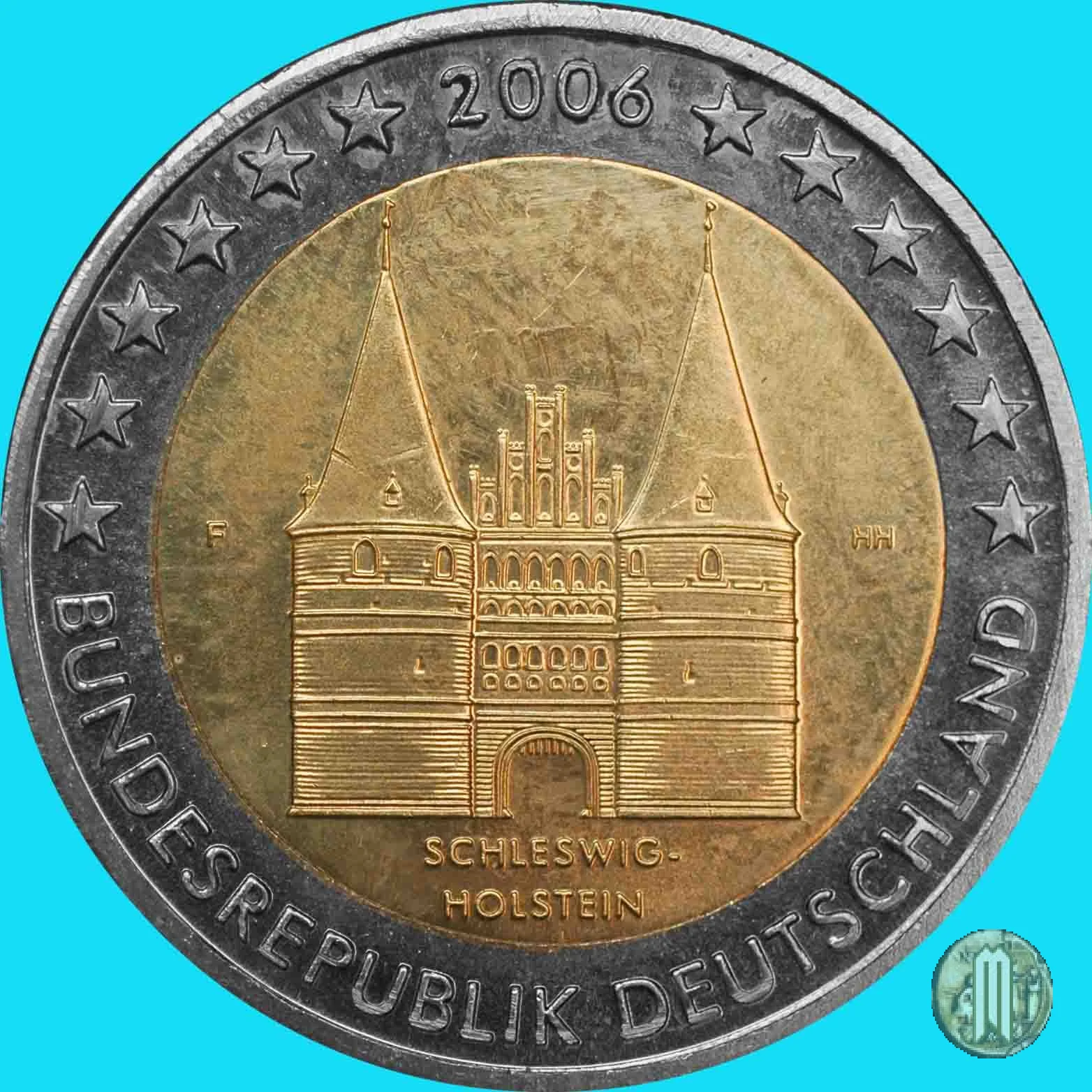 2 Euro 2006 Schleswig-Holstein: Holstentor L&uuml;beck 2006 (Stoccarda)