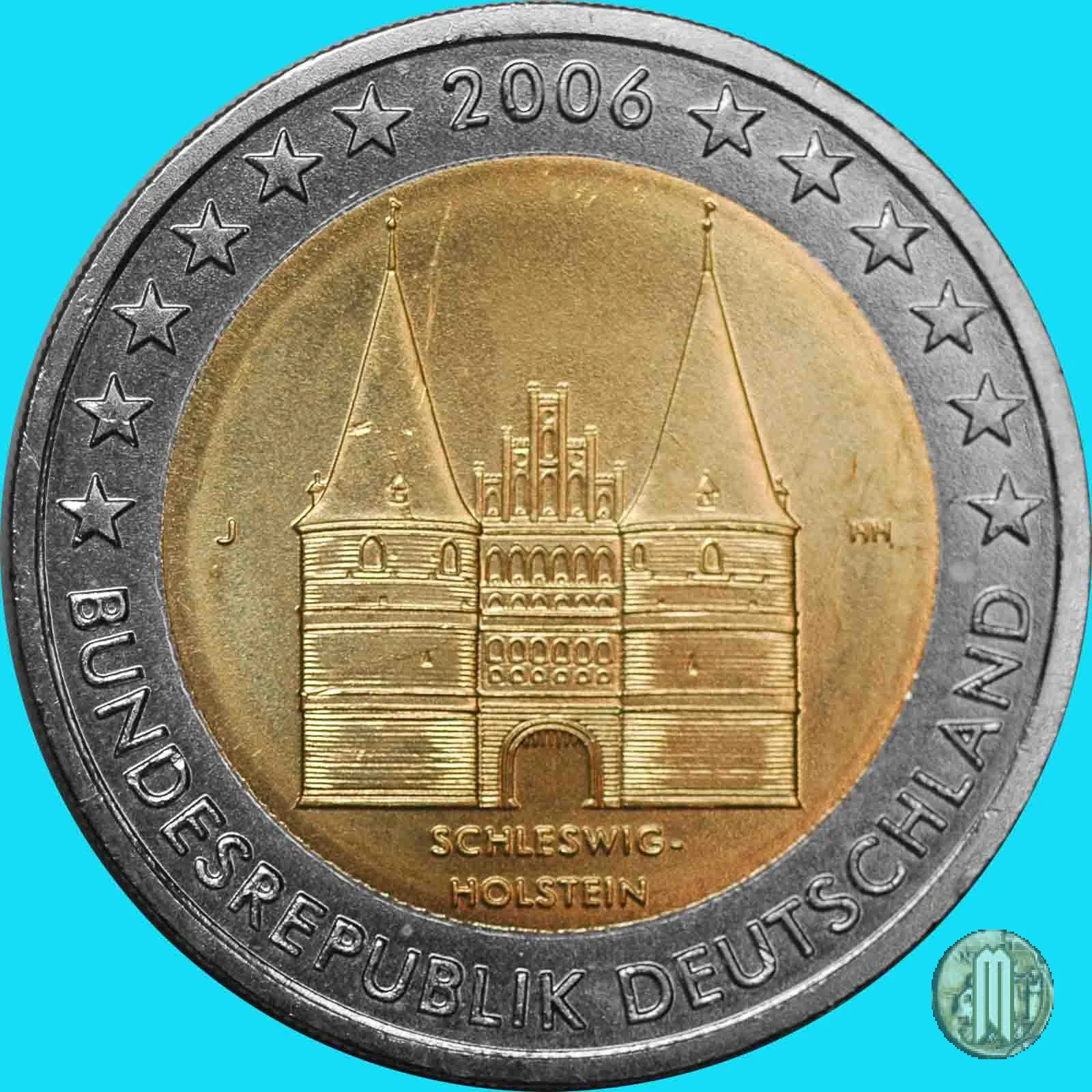 2 Euro 2006 Schleswig-Holstein: Holstentor L&uuml;beck 2006 (Amburgo)