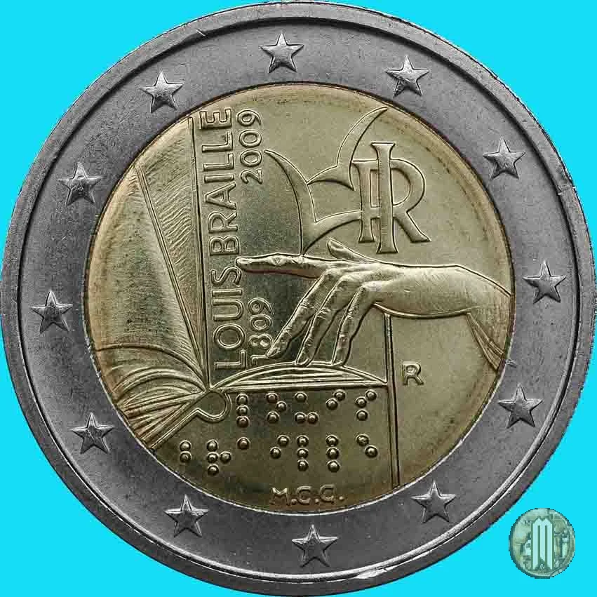 2 Euro 2009 200&deg; Anniversario della Nascita di Louis Braille 2009 (Roma)