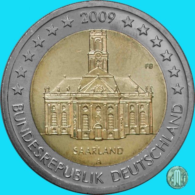 2 Euro 2009 Saarland: Ludwigskirche Saarbrücken 2009 (Berlino)