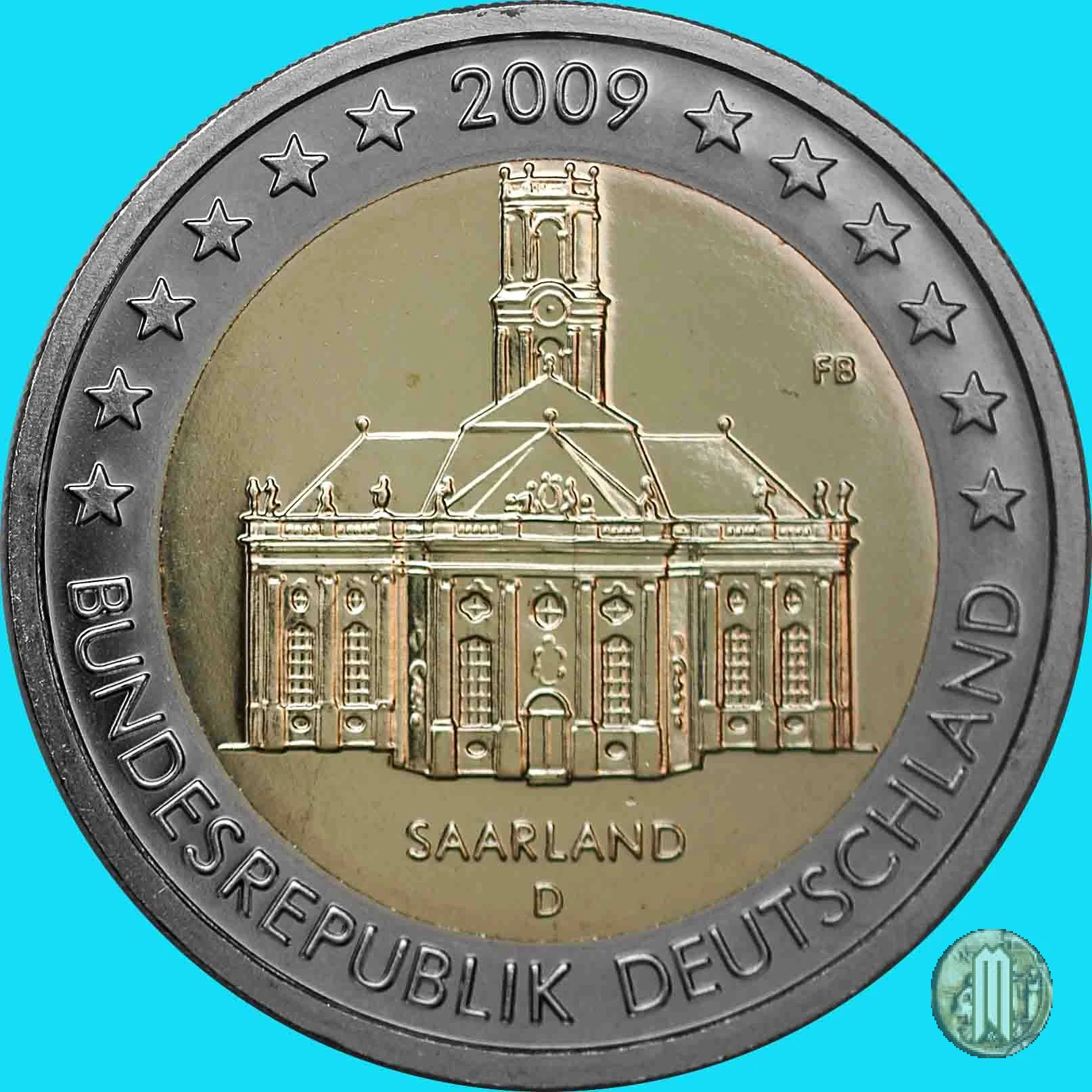 2 Euro 2009 Saarland: Ludwigskirche Saarbr&uuml;cken 2009 (Monaco)