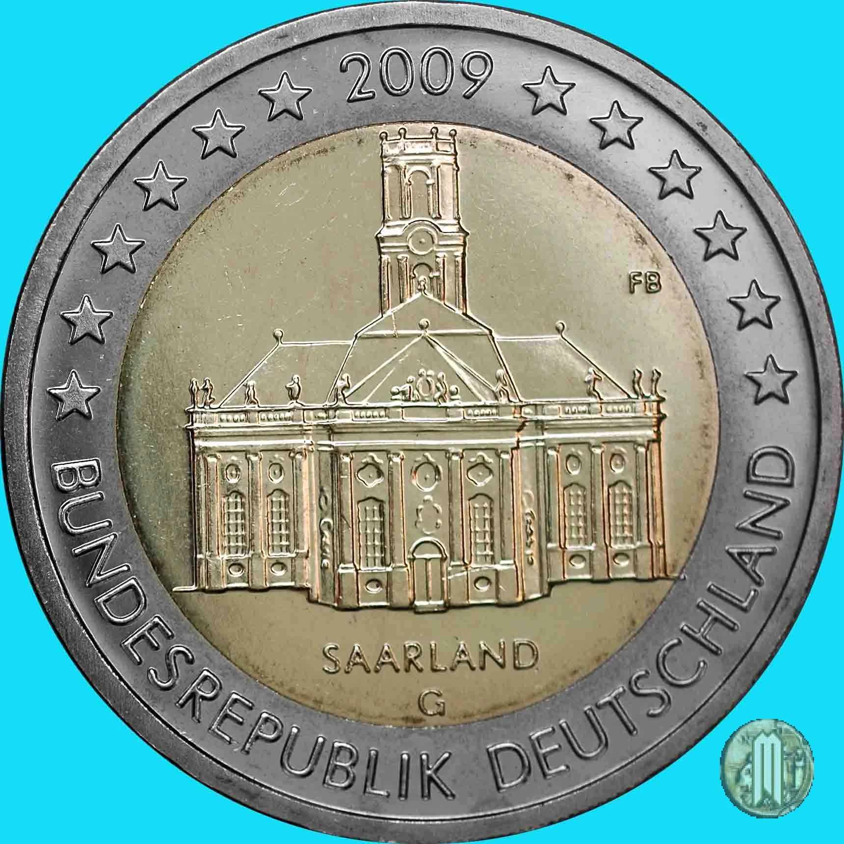 2 Euro 2009 Saarland: Ludwigskirche Saarbr&uuml;cken 2009 (Karlsruhe)