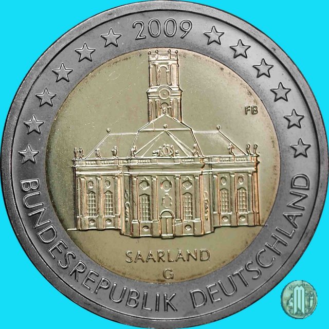 2 Euro 2009 Saarland: Ludwigskirche Saarbrücken 2009 (Karlsruhe)