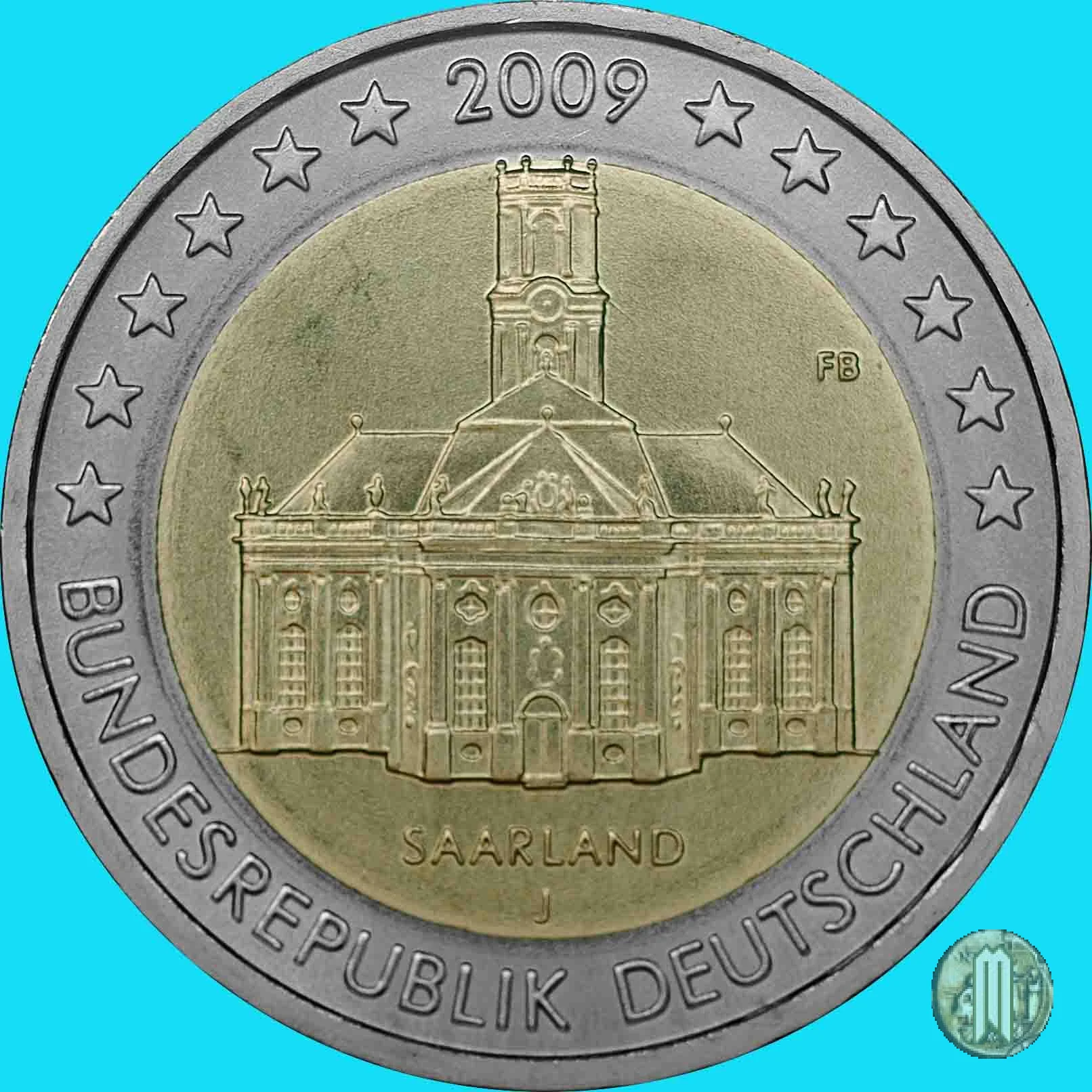2 Euro 2009 Saarland: Ludwigskirche Saarbr&uuml;cken 2009 (Amburgo)