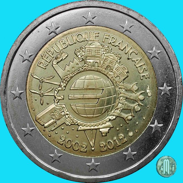 2 Euro 2012 10 anni di banconote e monete in euro 2012 (Parigi)