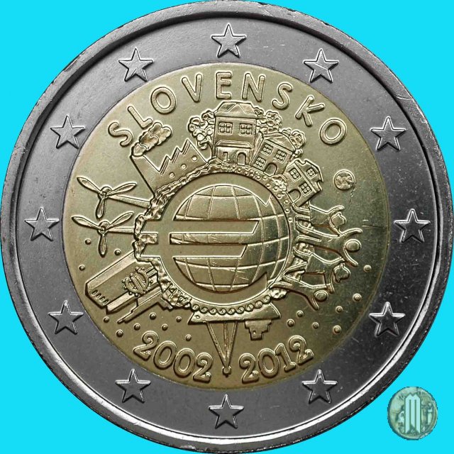 2 Euro 2012 10 anni di banconote e monete in euro 2012 (Kremnica)