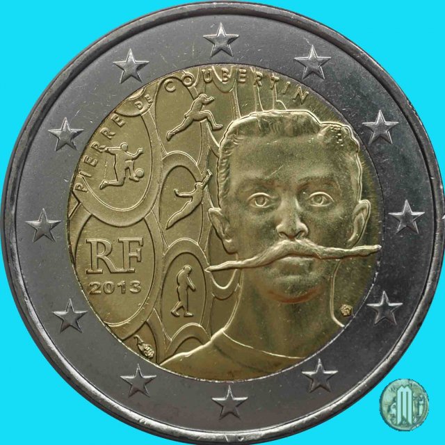 2 Euro 2013 150° anniv. nascita Pierre de Coubertin 2013 (Parigi)