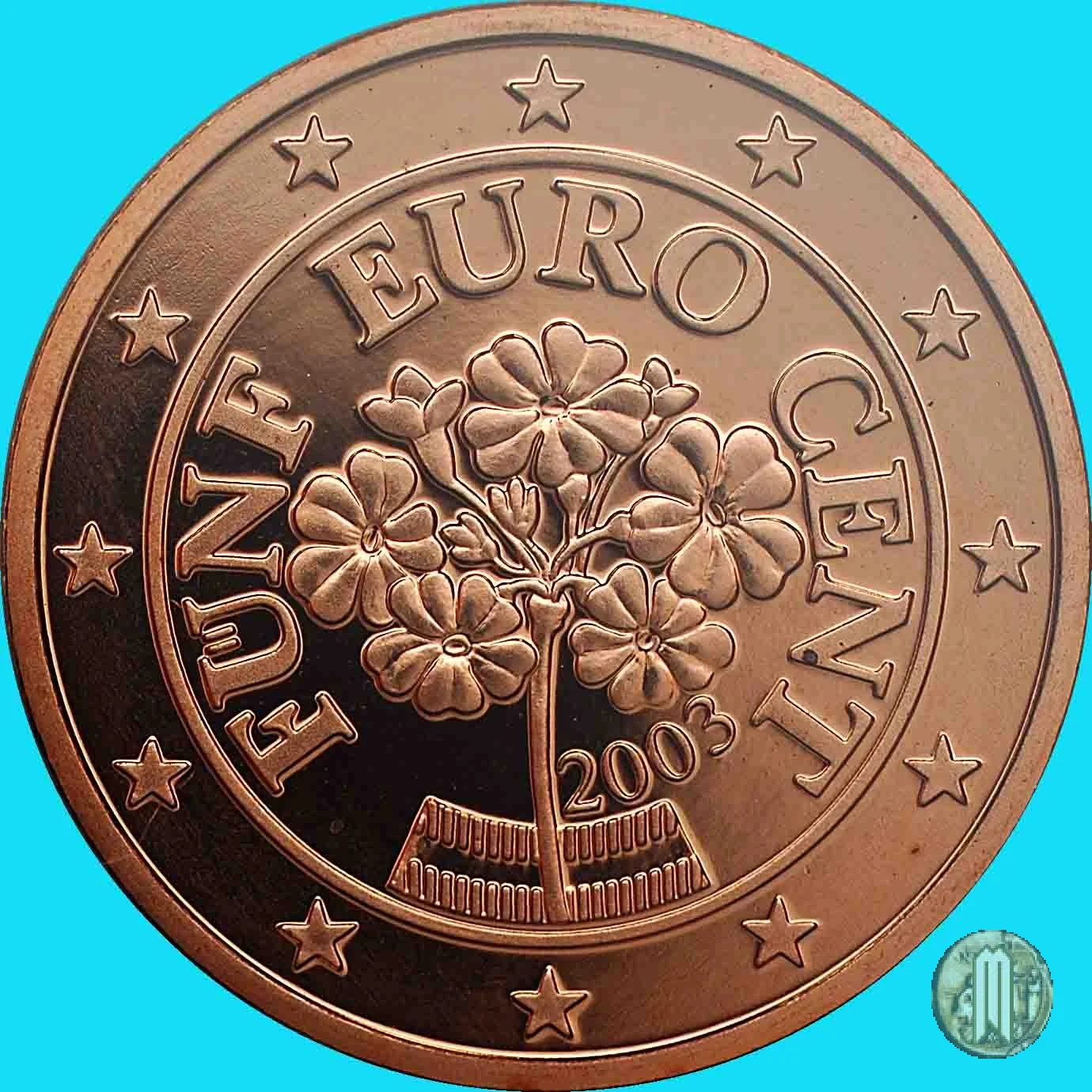 5 centesimi di Euro 2003 (Vienna)