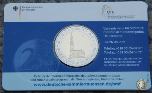 2 Euro 2008 Hamburg: St. Michaeliskirche 2008 (Amburgo:Berlino:Karlsruhe:Monaco:Stoccarda)