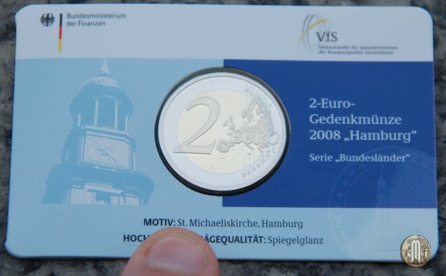 2 Euro 2008 Hamburg: St. Michaeliskirche 2008 (Amburgo:Berlino:Karlsruhe:Monaco:Stoccarda)