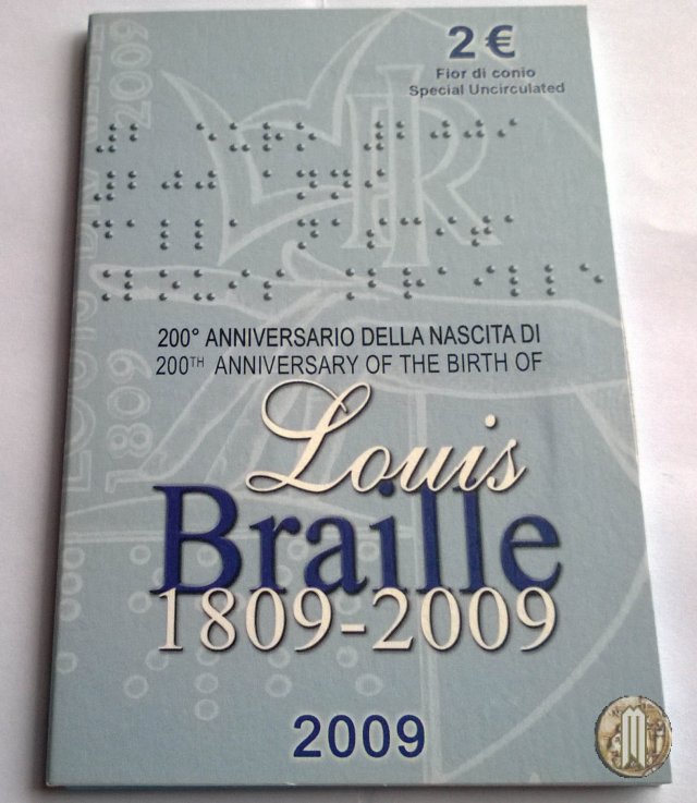 2 Euro 2009 200° Anniversario della Nascita di Louis Braille 2009 (Roma)