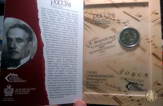 2 Euro 2014 90° Anniversario della Scomparsa di Giacomo Puccini 2014 (Roma)