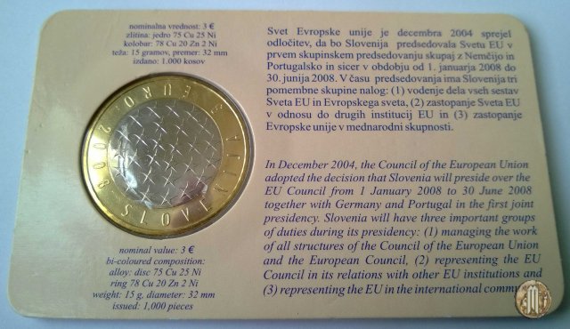 3 Euro 2008 Bimetallico Presidenza UE 2008 (Utrecht)