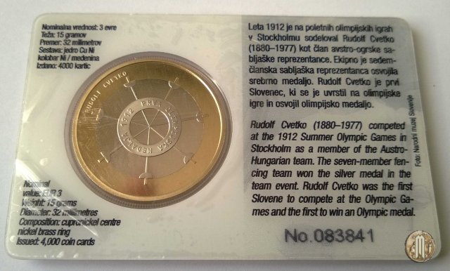 3 Euro 2012 Prima medaglia olimpica 2012 (Kremnica)