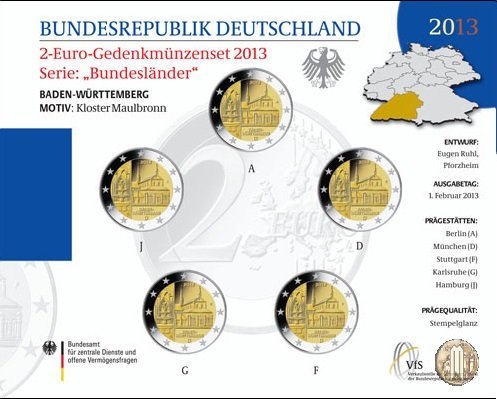 Germania 2013 FdC 2013 (Amburgo:Berlino:Karlsruhe:Monaco:Stoccarda)