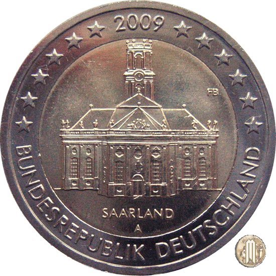 2 Euro 2009 Saarland: Ludwigskirche Saarbrücken 2009 (Berlino)