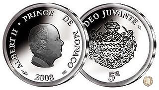 5 Euro 2008 Cinquantenario Principe Alberto 2008 (Parigi)