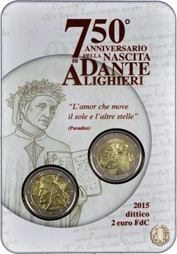 2 Euro 2015 750° Anniversario della Nascita di Dante Alighieri 2015