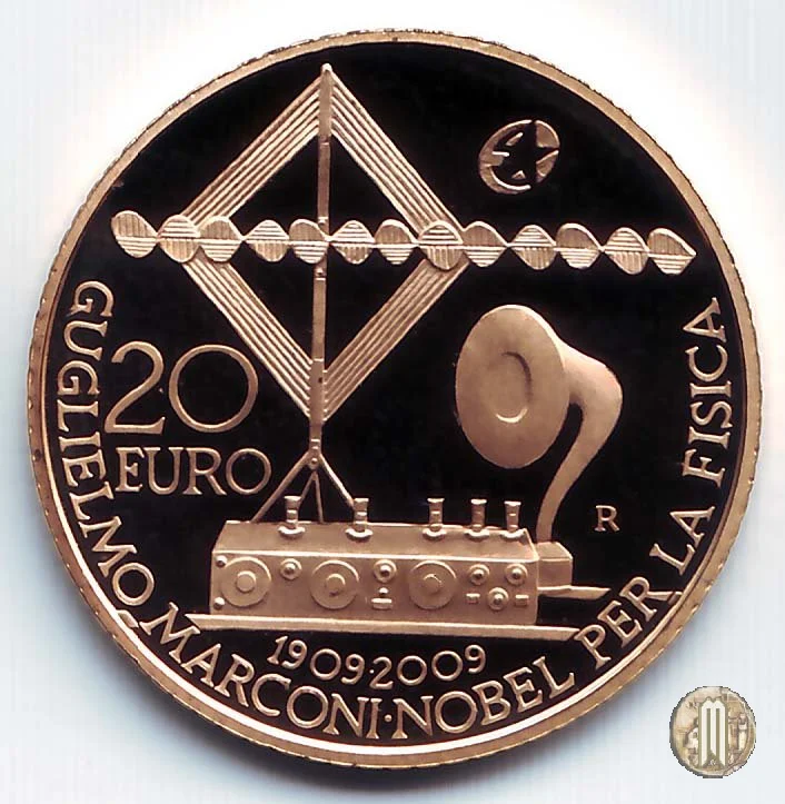 20 Euro 2009 100&deg; Anniversario dell'assegnazione del Premio Nobel a Marconi 2009 (Roma)