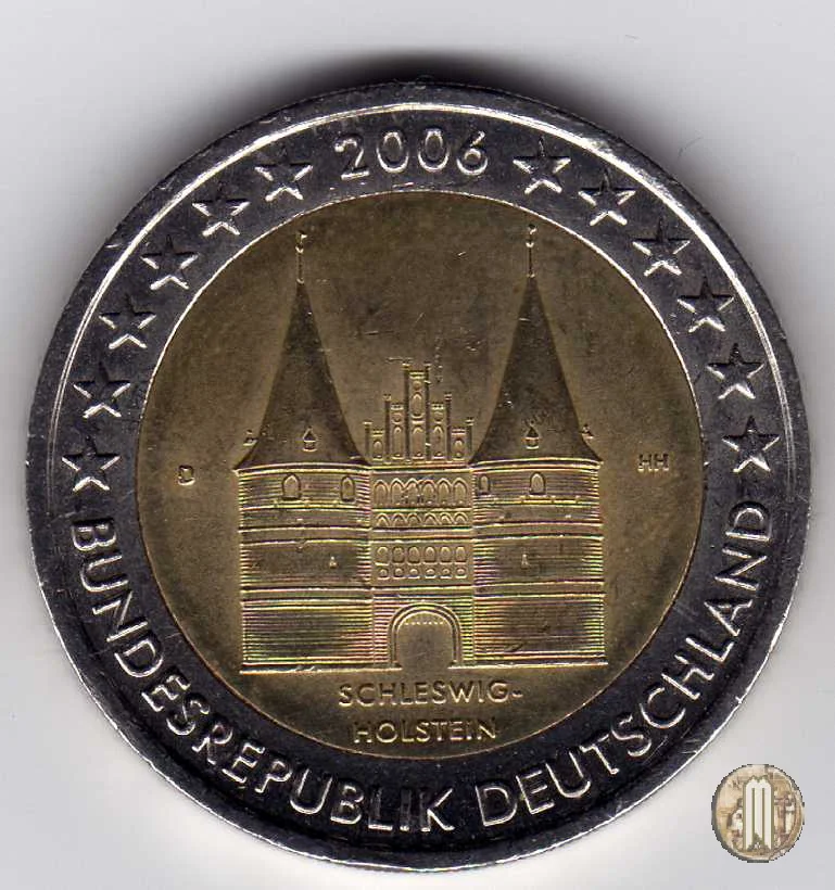 2 Euro 2006 Schleswig-Holstein: Holstentor L&uuml;beck 2006 (Monaco)