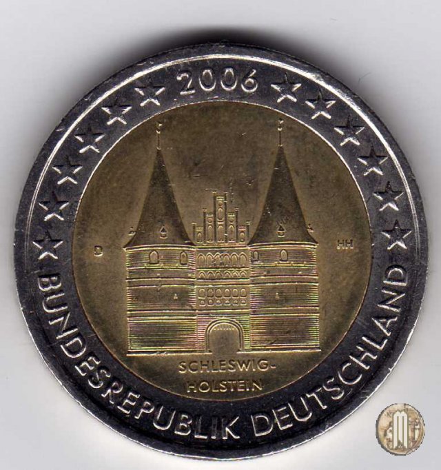 2 Euro 2006 Schleswig-Holstein: Holstentor Lübeck 2006 (Monaco)