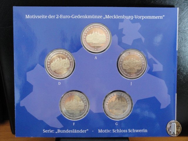 2 Euro 2007 Mecklenburg-Vorpommern: Schweriner Schloss 2007 (Amburgo:Berlino:Karlsruhe:Monaco:Stoccarda)