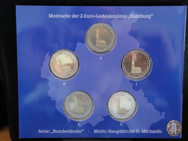 2 Euro 2008 Hamburg: St. Michaeliskirche 2008 (Amburgo:Berlino:Karlsruhe:Monaco:Stoccarda)