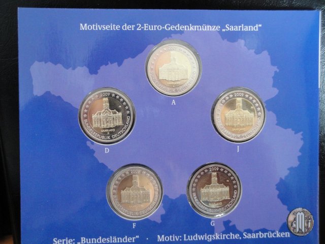 2 Euro 2009 Saarland: Ludwigskirche Saarbrücken 2009 (Amburgo:Berlino:Karlsruhe:Monaco:Stoccarda)