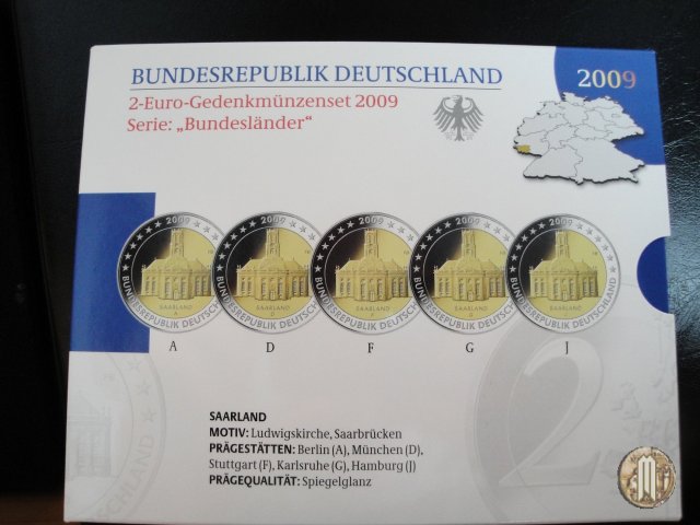 2 Euro 2009 Saarland: Ludwigskirche Saarbrücken 2009 (Amburgo:Berlino:Karlsruhe:Monaco:Stoccarda)