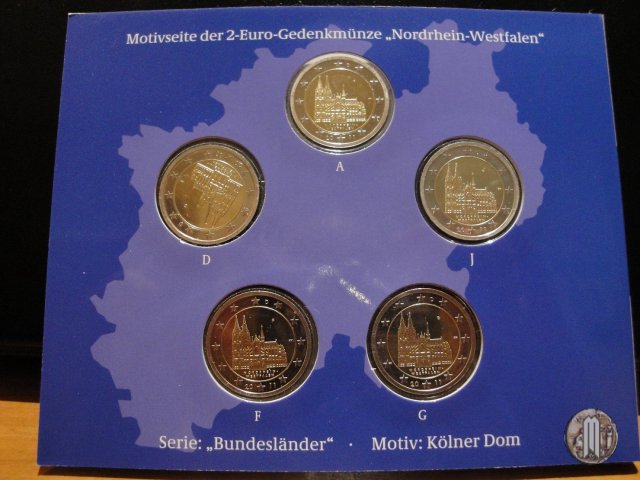 2 Euro 2011 Nordrhein-Westfalen: Kölner Dom 2011 (Amburgo:Berlino:Karlsruhe:Monaco:Stoccarda)