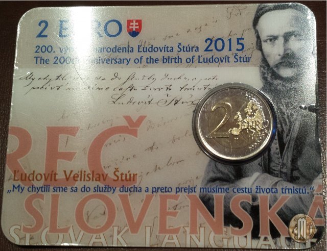 2 Euro 2015 200° anniv. nascita L'udovít Štúr 2015 (Kremnica)