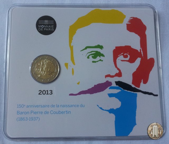 2 Euro 2013 150° anniv. nascita Pierre de Coubertin 2013 (Parigi)