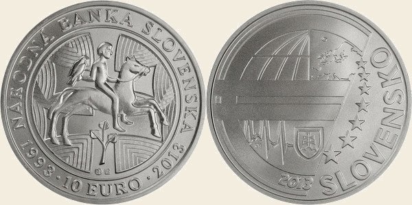 10 euro 2013 20° della fondazione della Nàrodnà banka Slovenska 2013 (Kremnica)