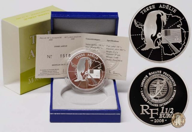 1 1/2 Euro 2008 L'Anno Polare Internazionale - la Terra Adelia 2008 (Parigi)