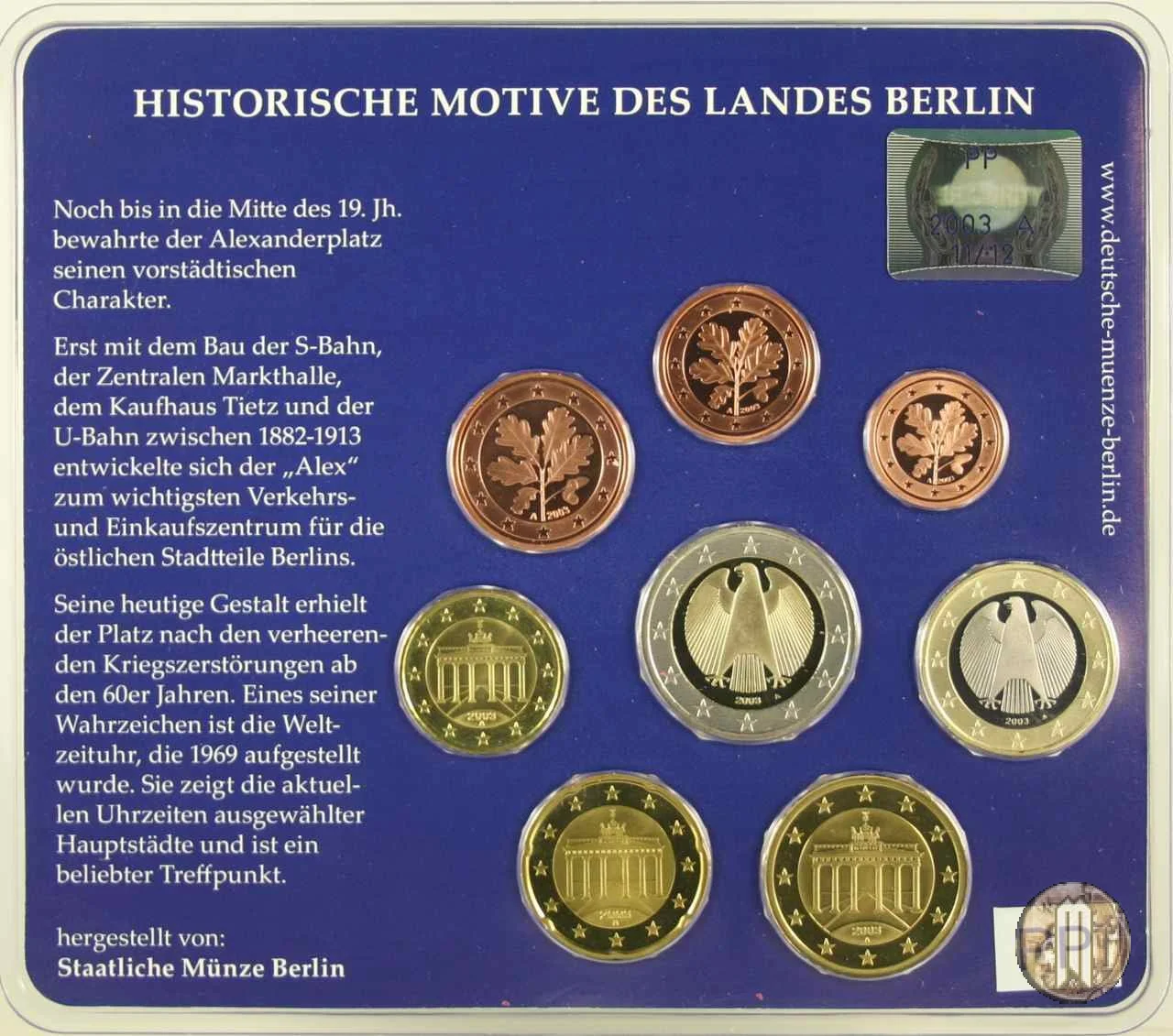 2003 - Staatliche M&uuml;nze Berlin 2003 (Berlino)