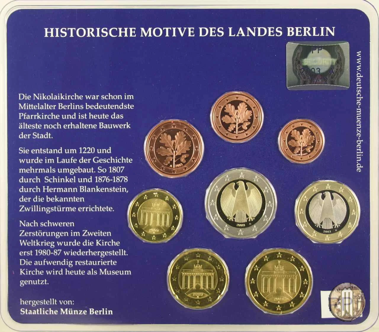 2003 - Staatliche M&uuml;nze Berlin 2003 (Berlino)