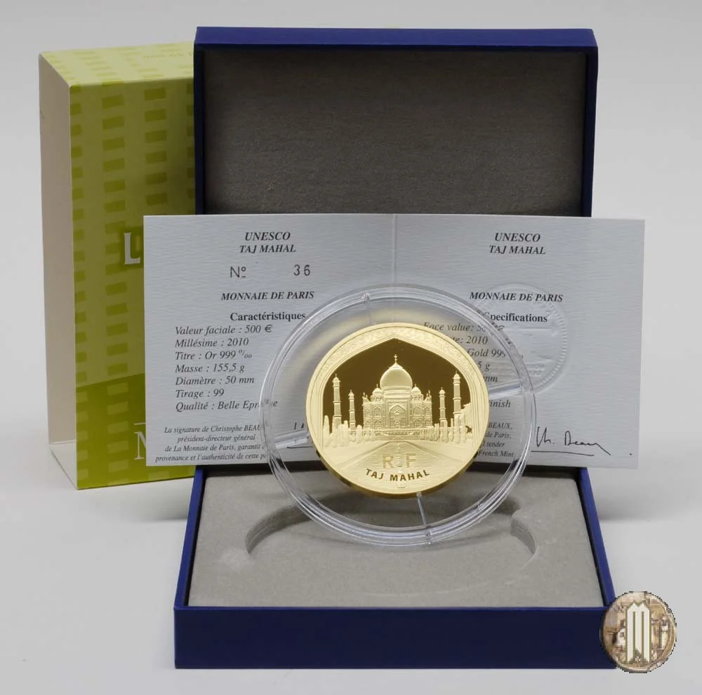 500 Euro UNESCO - il Taj Mahal 2010 (Parigi)