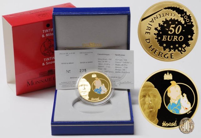 50 Euro 2007 100° Anniversario della nascita di Herge - Tintin e Milou 2007 (Parigi)