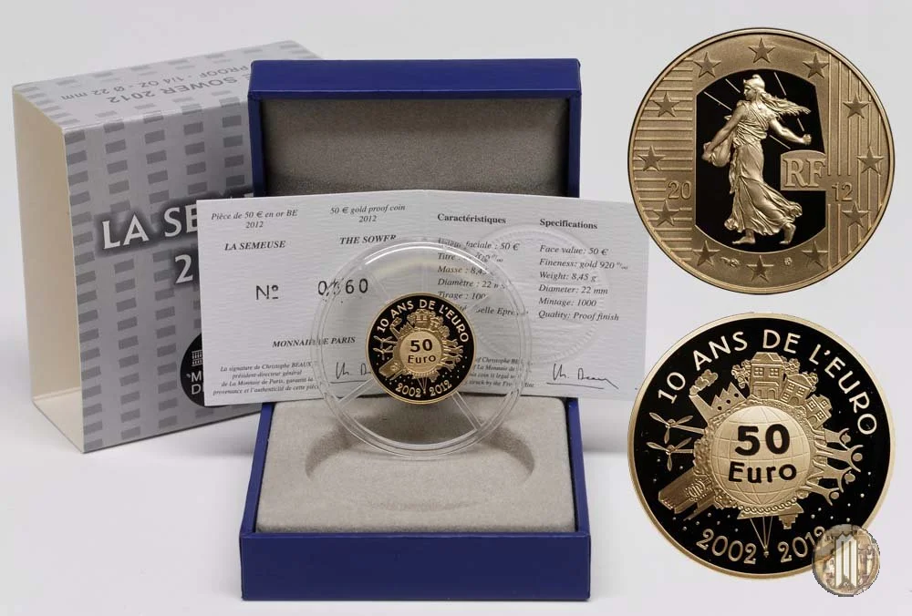 50 Euro 2012 La Semeuse - 10&deg; ans de l'Euro 2012 (Parigi)