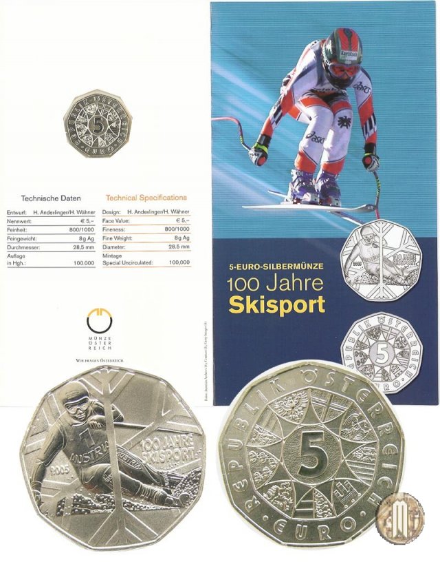 5 Euro 2005 Centenario dello Sci Austriaco 2005 (Vienna)