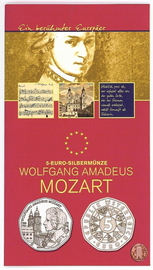 5 Euro 2006 250° Anniversario della nascita di W.A. Mozart 2006 (Vienna)