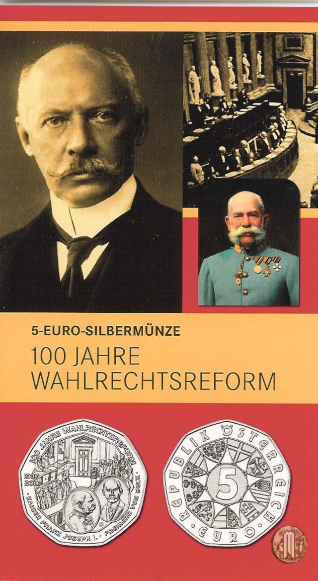 5 Euro 2007 100° Anniversario della Riforma del Diritto di Voto 2007 (Vienna)