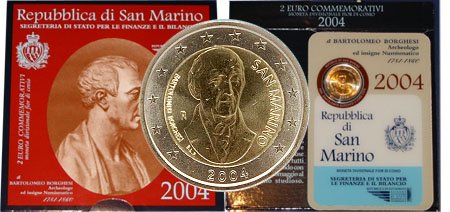 2 Euro 2004 Centenario delle Celebrazioni di Bartolomeo Borghesi 2004 (Roma)